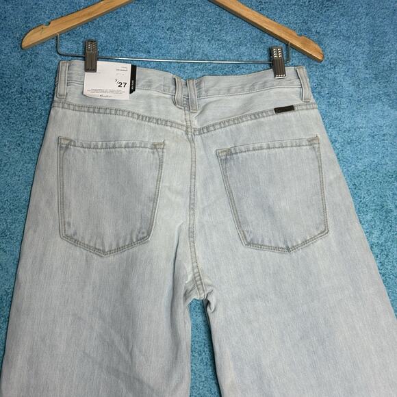 KanCan Womens 7/27 90s Flare Light Blue Jeans Wide Leg Distressed Denim - Picture 10 of 16